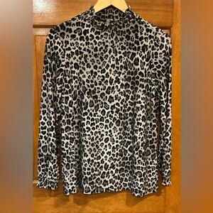 Anne Klein Black and Gray Animal Print Top
